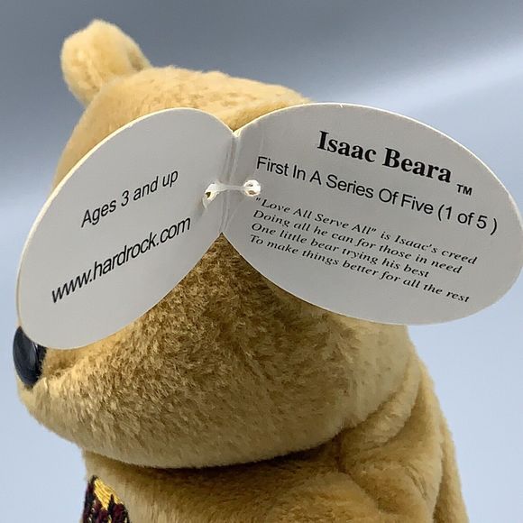 Hard Rock Cafe Kona Isaac Beara 1st in series of 5 Plush Brown Beanie Bear - Picture 6 of 8